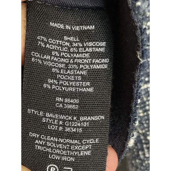 THEORY Jacket Womens Medium Moto Jacket Blue Tweed Raw Hem Neutral Minimalist - Picture 9 of 16